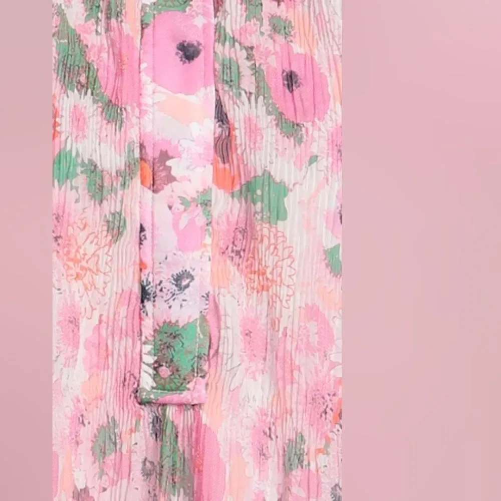 Ganni Floral Pleated Georgette Top 40 8/10 Gardencore Whimsical Barbiecore Boho